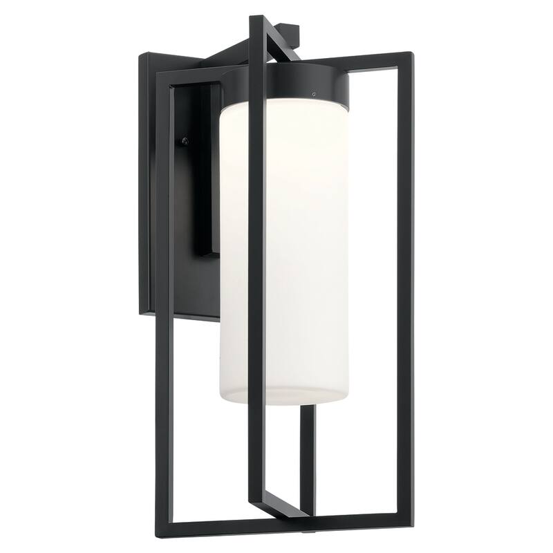 Kichler Drega 18.5 Inch 1 LED Wall Light with Satin Etched Glass in Black