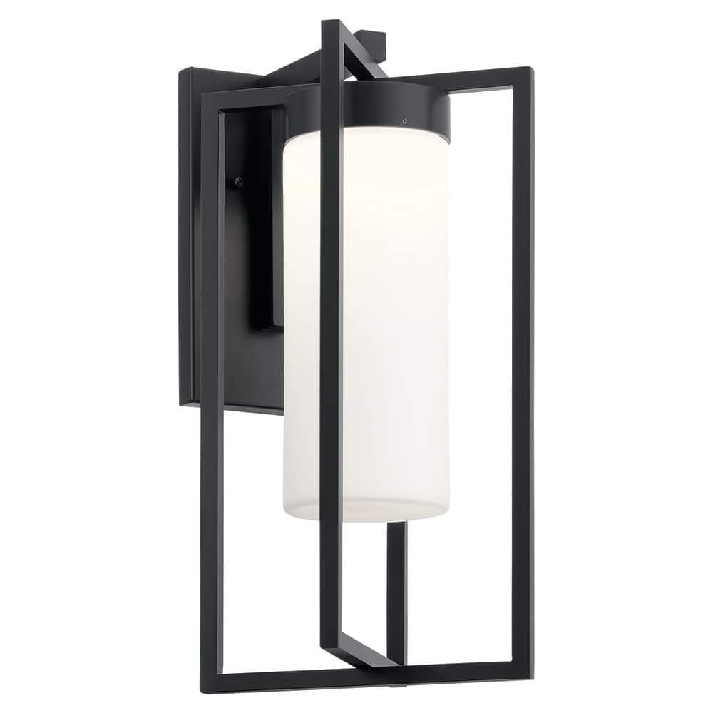 Kichler Drega 18.5 Inch 1 LED Wall Light with Satin Etched Glass in Black