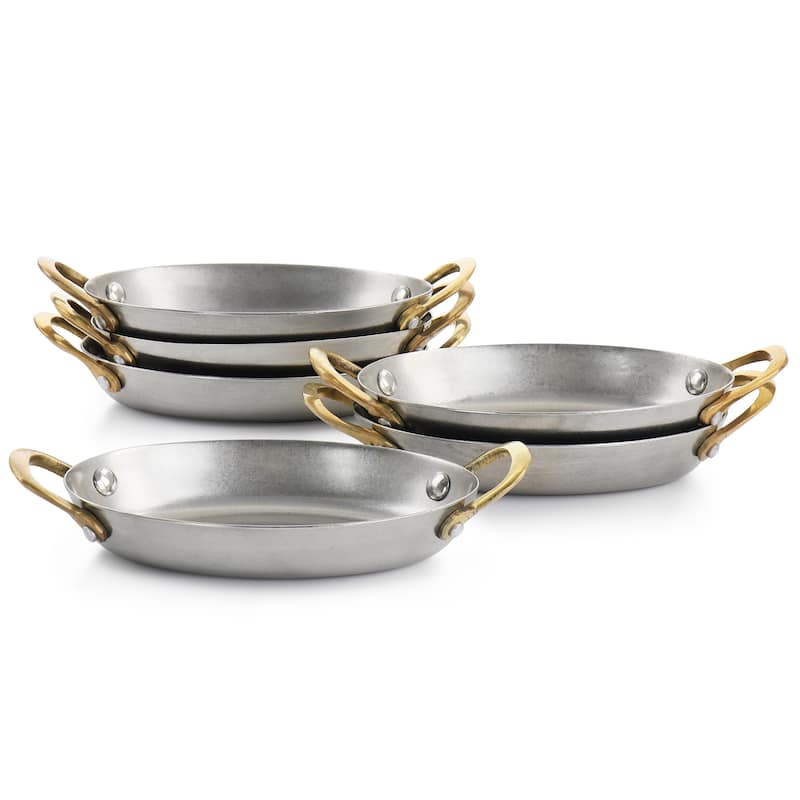 Martha Stewart 6Pc Mini Vintage Oval Au Gratin Pan Set with Brass - Silver