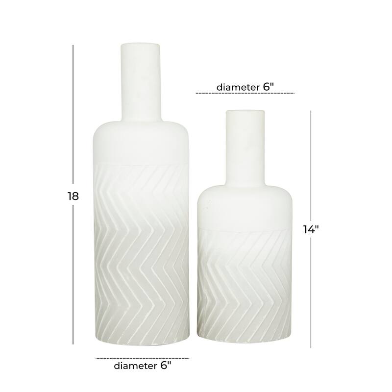 White Metal Decorative Vase (Set of 2)