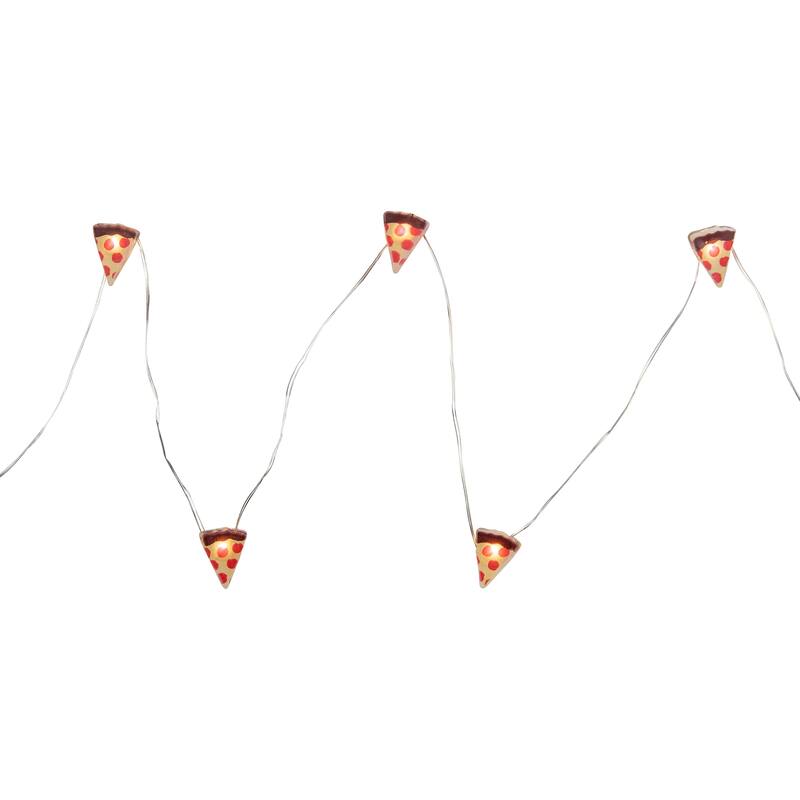LED Pizza Fairy Lights - Warm White - 2.75' Silver Wire - 10ct