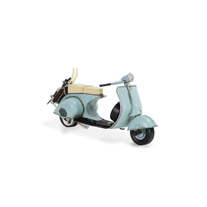 HomeRoots 8" Blue and Black Metal Hand Painted Model Motorcycle - 16.9' X '7.9' X '6.3