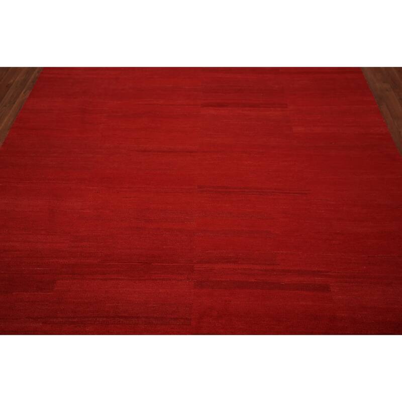 Red Modern Gabbeh Oriental Area Rug Handmade Wool Carpet - 6'8" x 9'9"