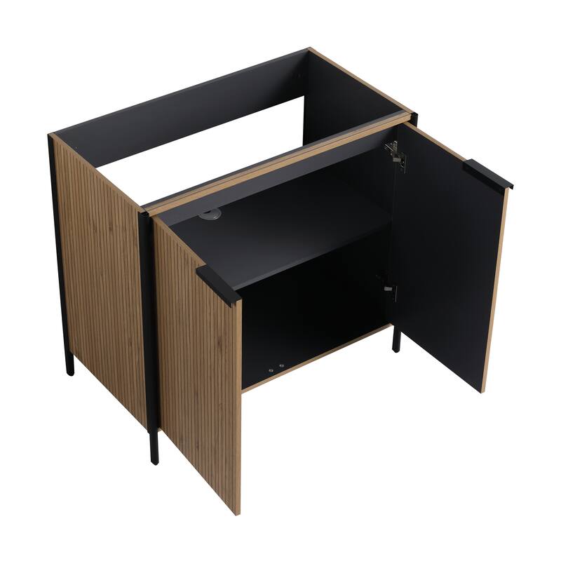 Modern 36 Inch Freestanding Bathroom Vanity Base with Soft-Close Doors and Storage Shelves - No Sink Included