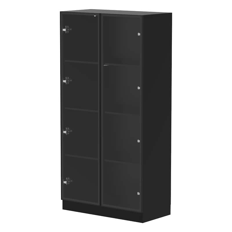 63"Hx31.5"W Lighted Display Cabinet with Glass Doors Bookshelf Buffet