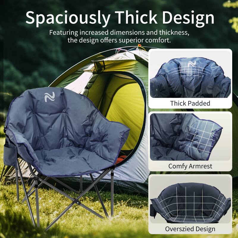 DoCred Oversized Camping Chair, Fully Padded Folding Moon Chair