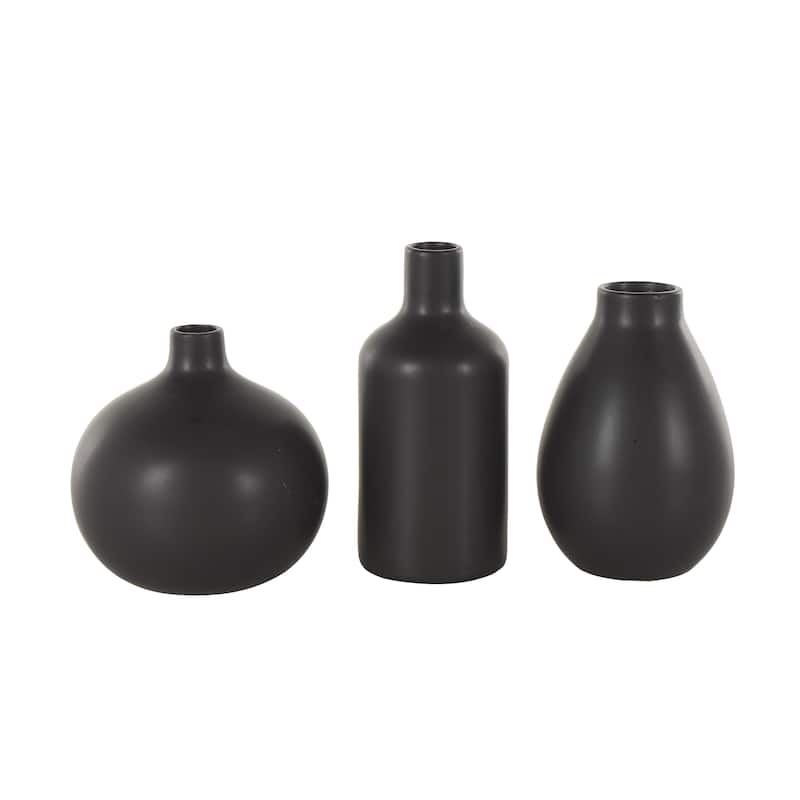 Ceramic Minimalistic Vase with Varying Shapes - Set of 3 White or Black - Roche River Decor