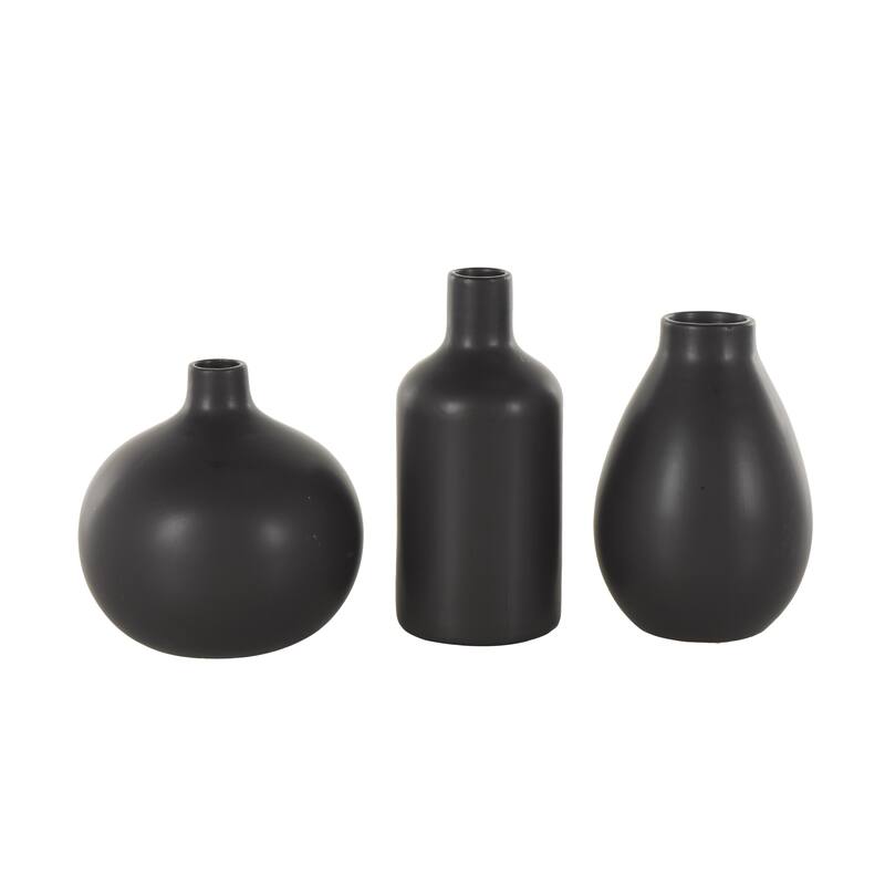 White or Black Ceramic Minimalistic Decorative Vase with Varying Shapes (Set of 3)