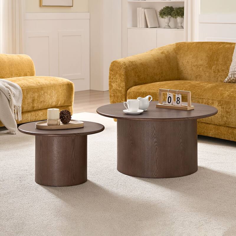 Set of 2 MDF Round Coffee Table for Living Room ,Apartment, Leisure Area