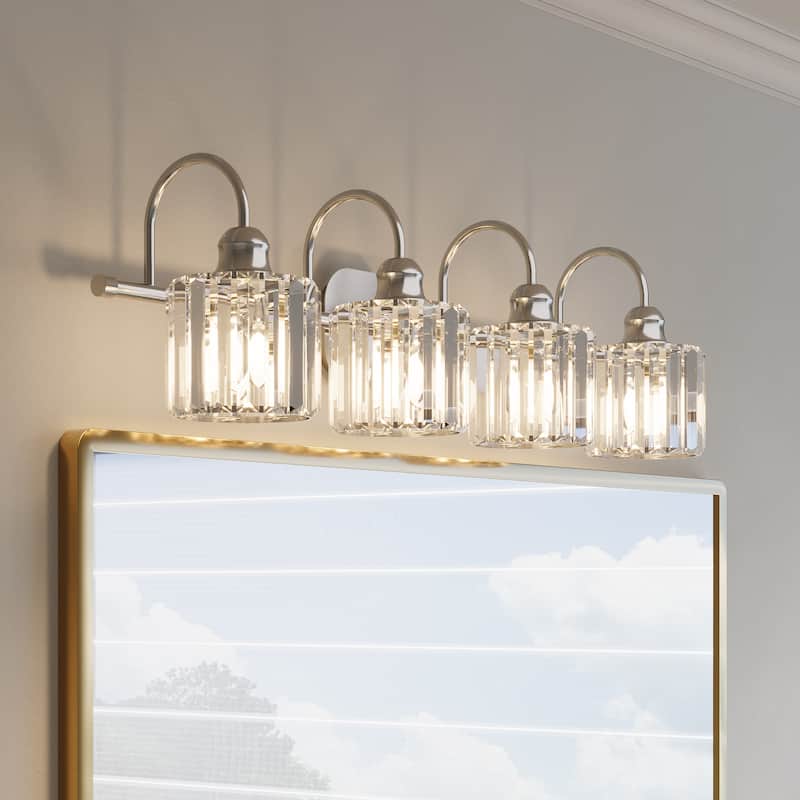 ExBrite Modern Rose Gold Dimmable Bathroom Crystal Vanity Lights