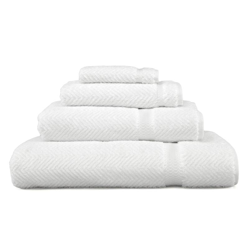 Authentic Hotel and Spa Herringbone Weave Turkish Cotton 4-piece Towel Set with Bath Sheet - White