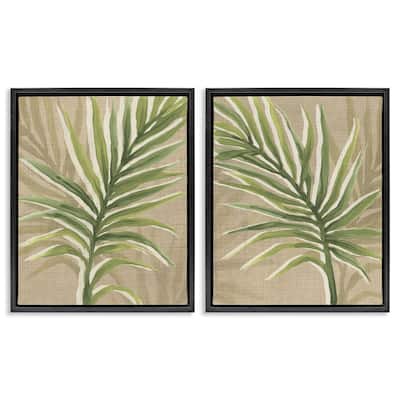 Stupell Natural Palm Leaves Framed Floater Canvas Wall Art Design By June Erica Vess (Set of 2)