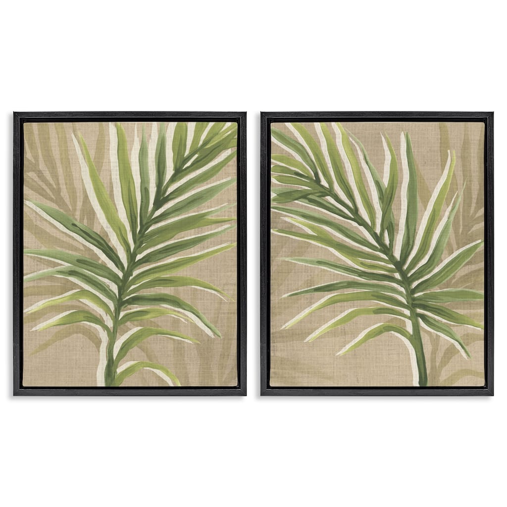 Stupell Natural Palm Leaves Framed Floater Canvas Wall Art Design By June Erica Vess (Set of 2)