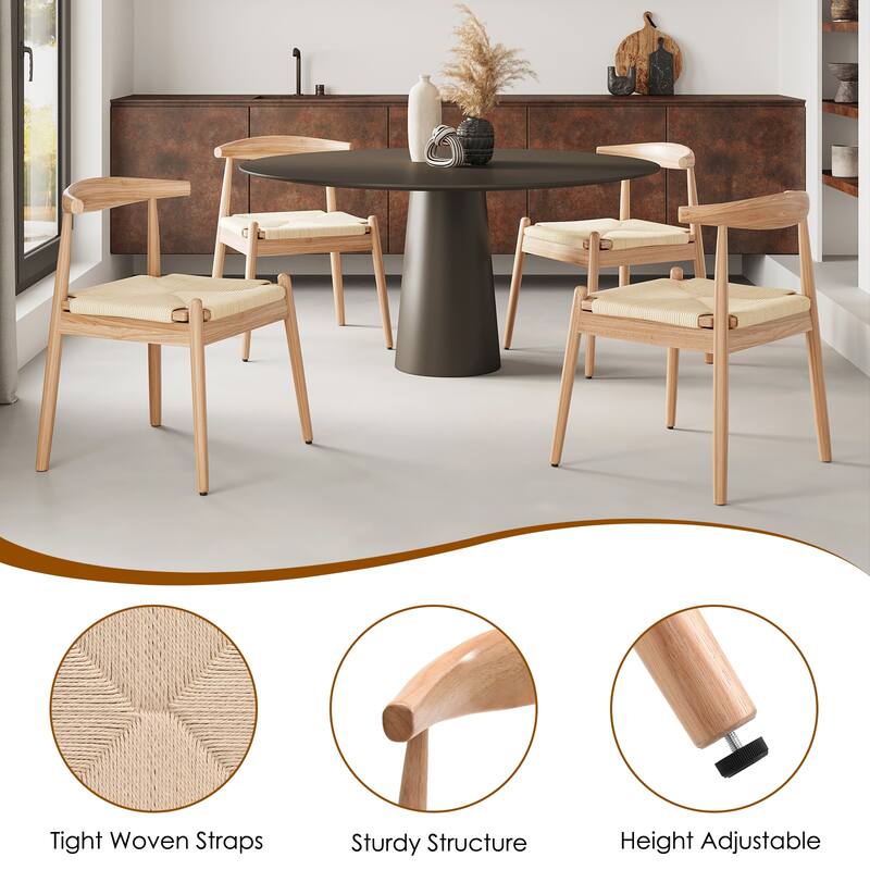 Natural Beige Dining Chair Set of 2 Side Chair Office Chair Meeting Room Chairs with Curved Backrest