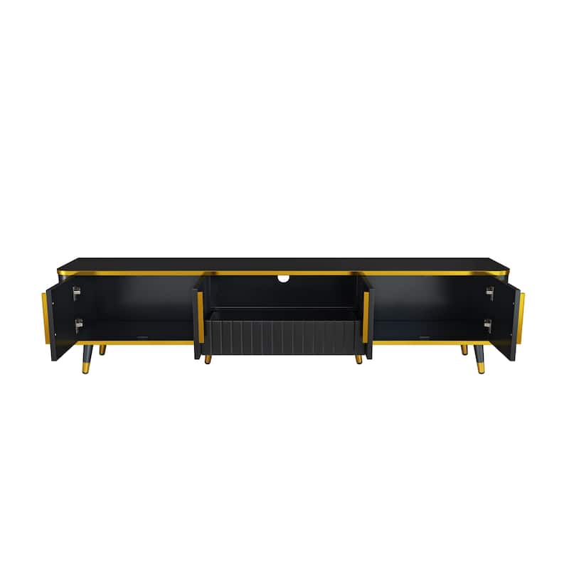 79" Luxury Minimalism TV Stand for 85" TVs - Entertainment Center with Storage and Unique Gold-Leg Design
