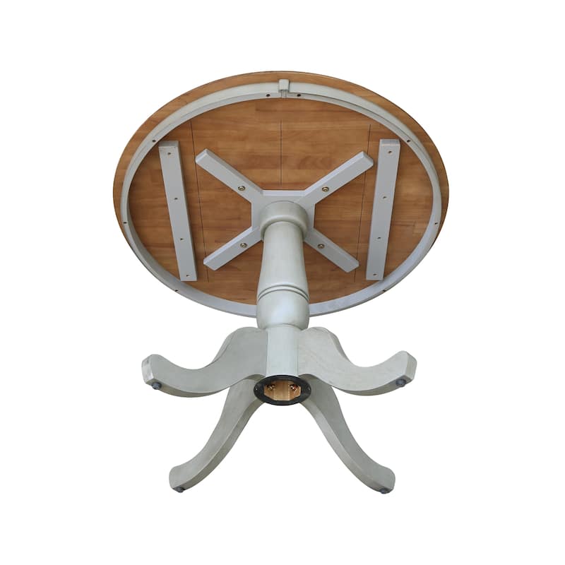 36" Round Top Pedestal Table - Hickory/Stone - N/A