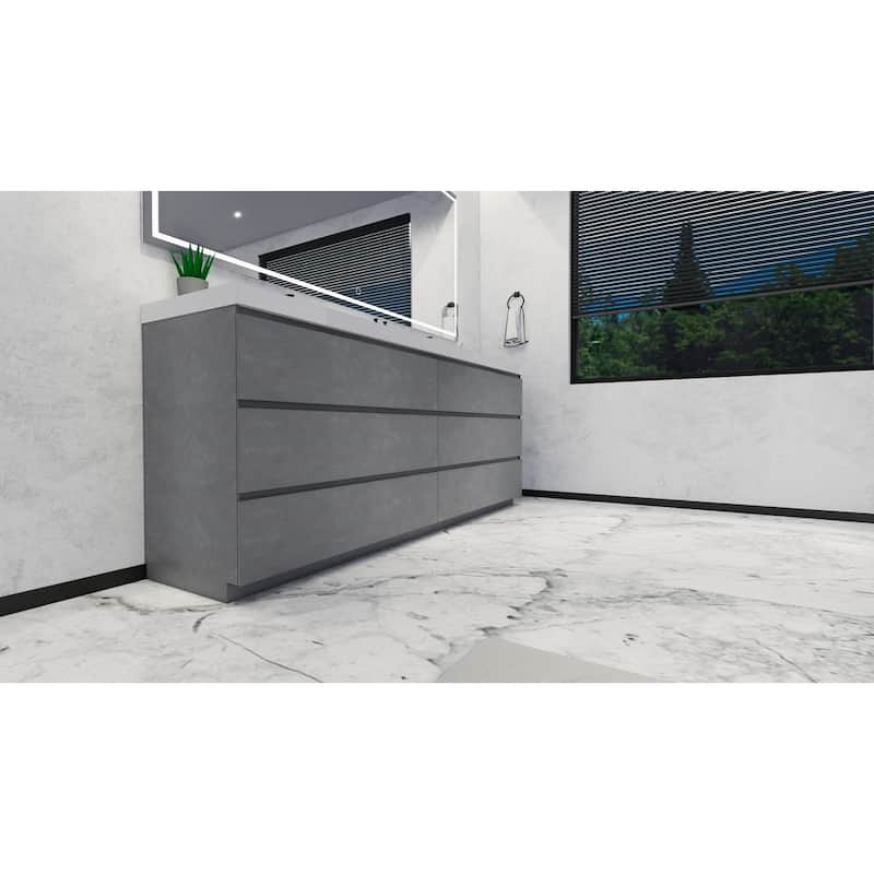 Angeles 84" freestanding bath vanity with dual basin reinforced acrylic top
