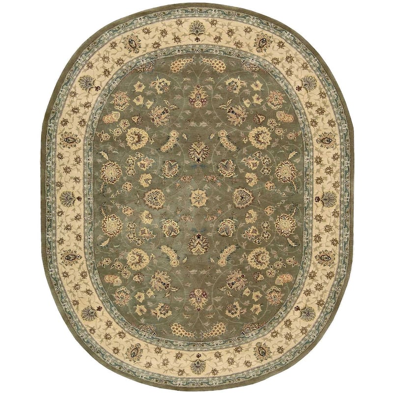 Nourison 2000 Traditional Persian Floral Area Rug - 7'6" x 9'6" Oval - Olive - Oval