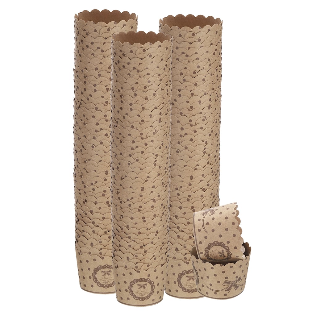 150Pcs Paper Baking Cups Brown Kraft Paper Muffins Liner Cupcake Polka Dot