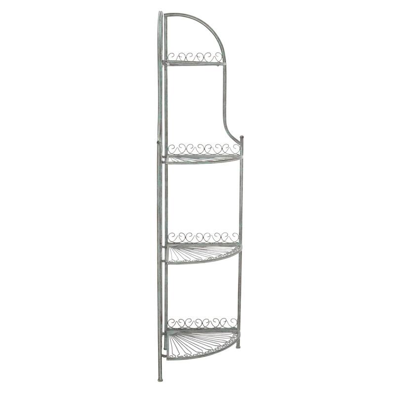 SAFAVIEH Shyla Victorian Wrought Iron 4-Tier Outdoor Corner Shelf - 14 In. W x 14 In. D x 60 In. H - 14Wx14Dx60H