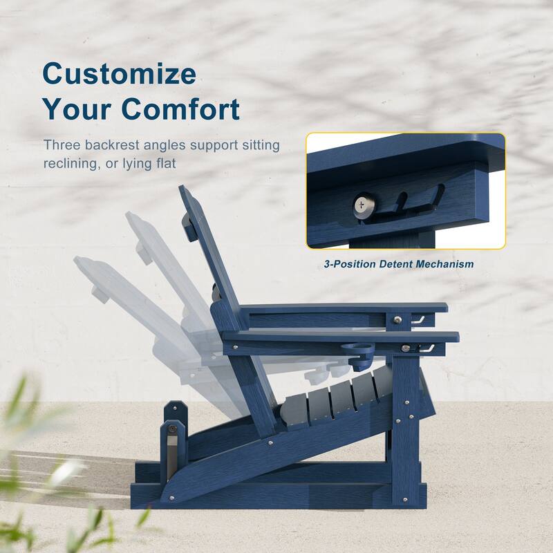 Glider Adirondack Patio Chair, 3-Position Adjust Smooth Motion Chair
