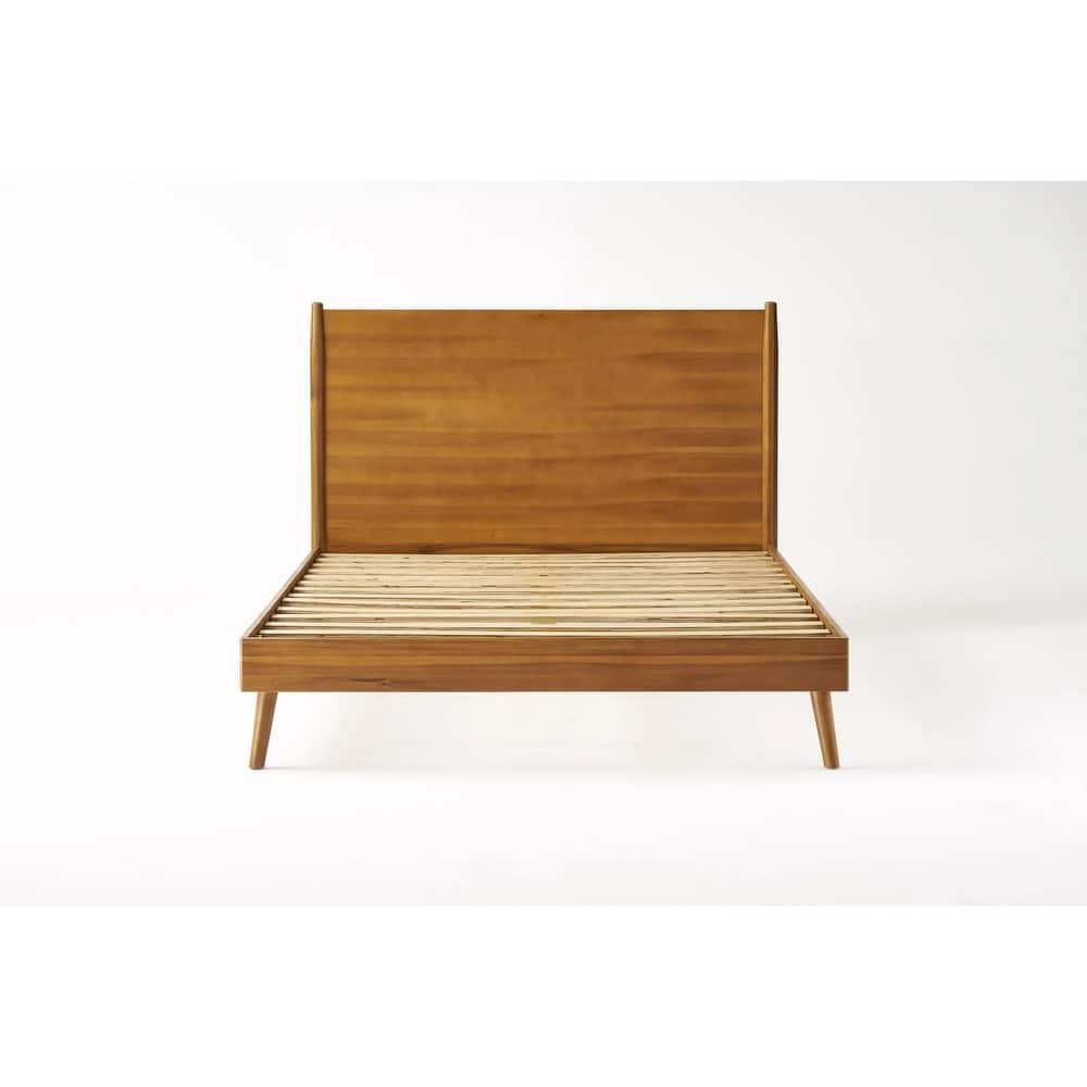 Modern Style Acacia Wood Platform Bed with Iconic Splayed Legs for Bedroom