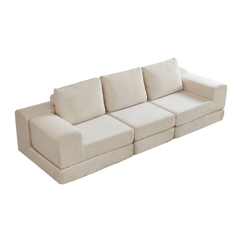 108'' Modular Sectional 3-Seater Cloud Sofa Bed with Deep Seating and High-Density Foam Cushions for Living Room or Apartment
