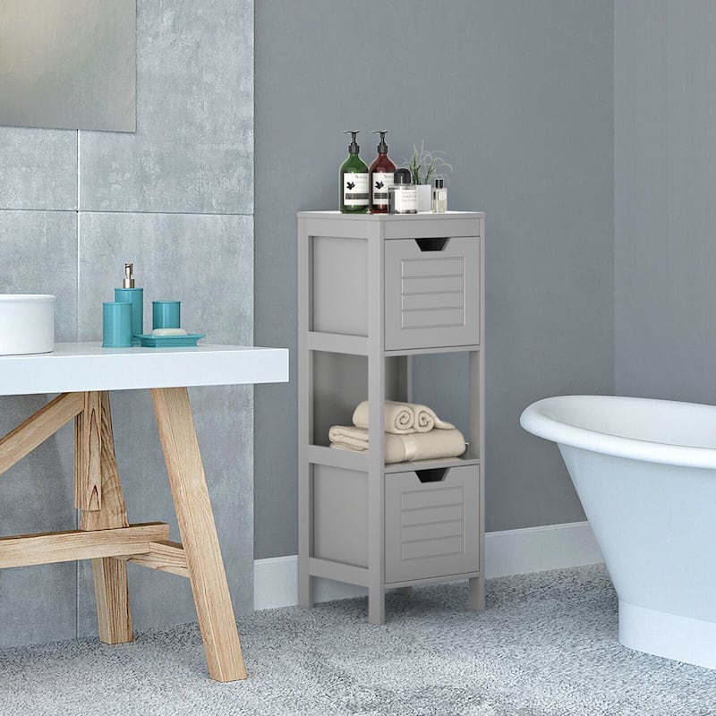Costway Bathroom Wooden Floor Cabinet Multifunction Storage Rack Stand