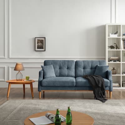 3 Seater Waterproof Fabric Sofa with USB Charge Port, Dark Blue