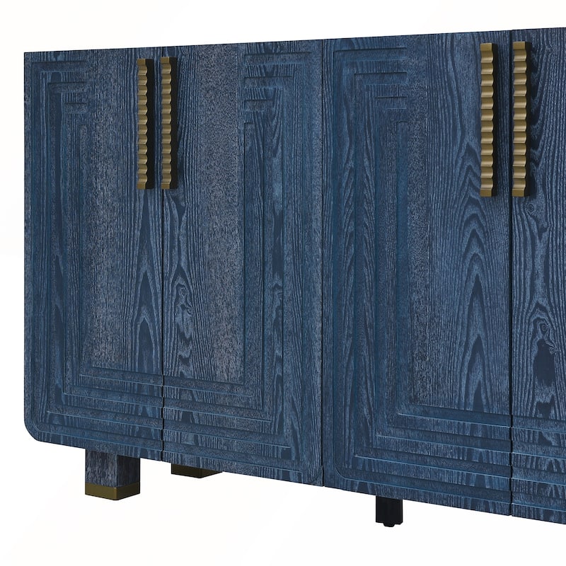 4 Doors Vintage Fluted Sideboard Cabinet with Adjustable Shelves