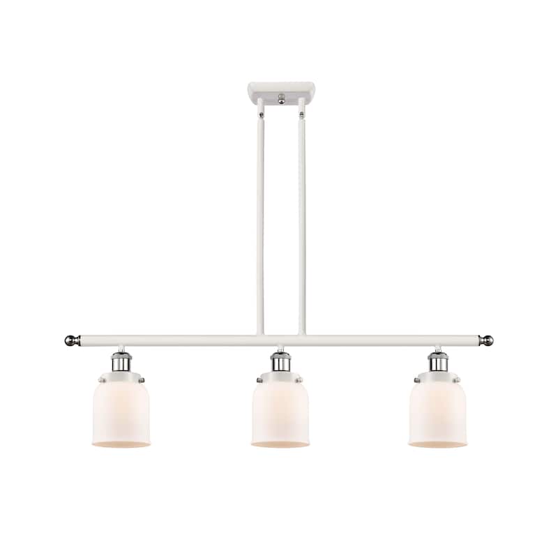 Innovations Lighting Bell - 3 Light 36" Island Light - 5" Shade - Matte White/White and Polished Chrome