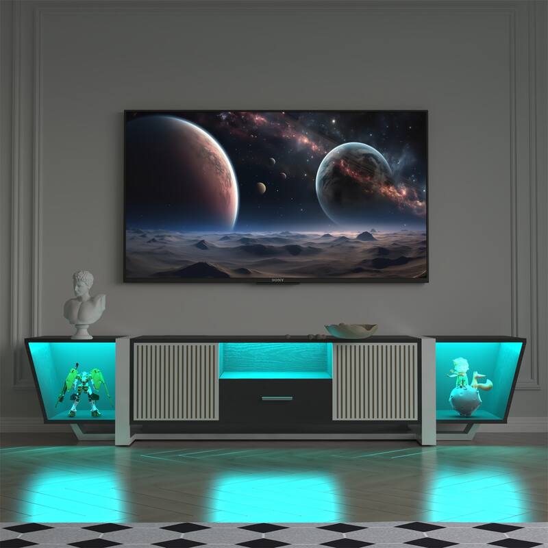 TV Console with Large Storage Cabinets and Remote Control