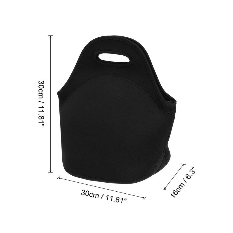 Insulated Lunch Bag, Neoprene Lunch Tote Bag with Shoulder Strap - Black