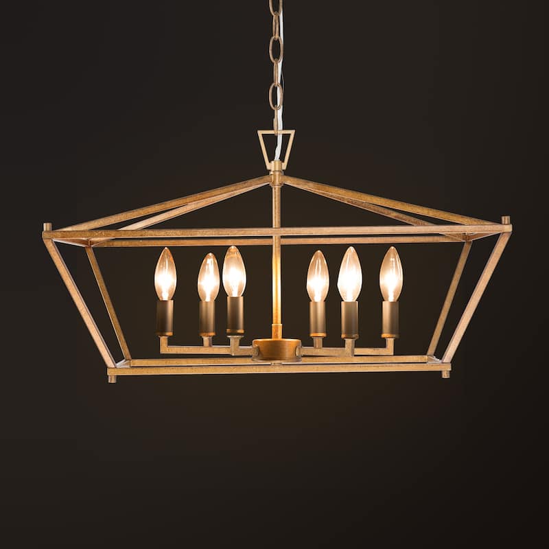 Dilley Modern Gold 6-Light Chandelier Kitchen Island Lights for Dining Room - L23.5" xW12.5"xH13.5"
