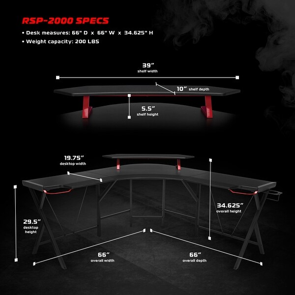 RESPAWN 2000 Gaming Computer Desk L Shaped Desk RSP 2000 Bed Bath Beyond 28285610