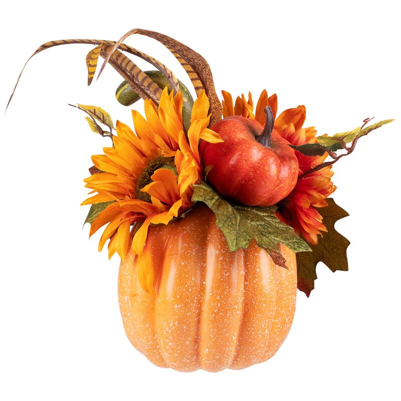 14.75" Sunflower and Pumpkin Fall Decoration