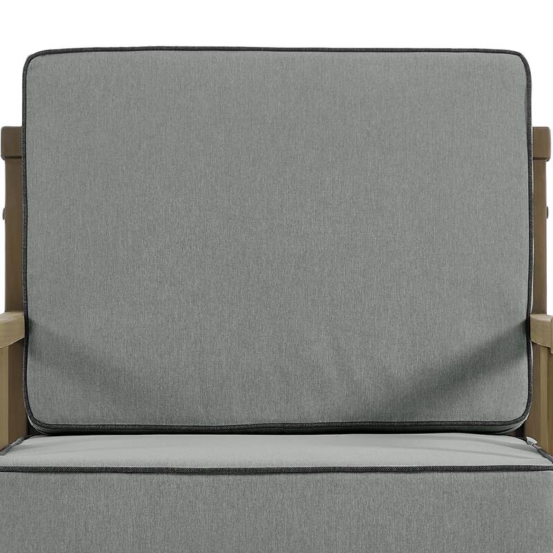 2 Set Brown Wood Outdoor Accent Club Chairs with Water-Resistant Cushions