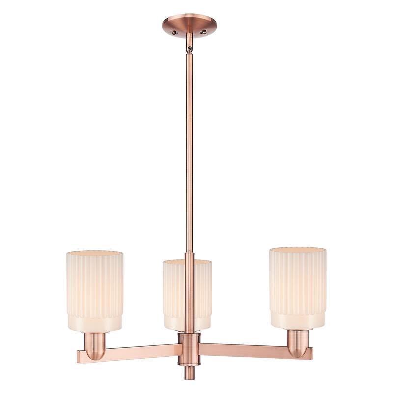 Innovations Lighting Endless Possibilities Arcadia - Hadley - 3 Light 26" Stem Hung Chandelier - Antique Copper/Matte White