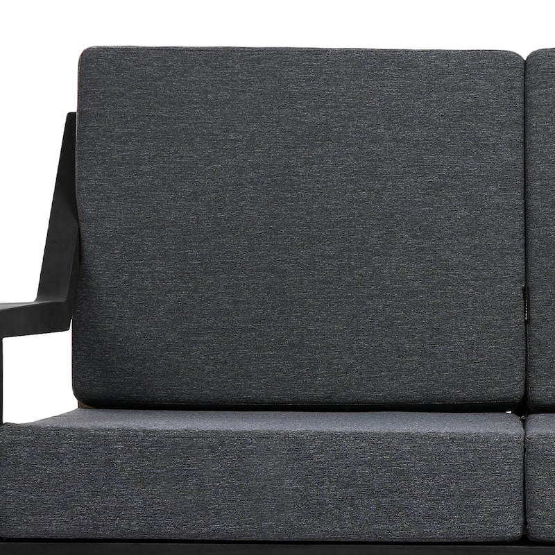 Outdoor Wood Teak Cushioned Patio 2 Seater Loveseat with Coffee Table