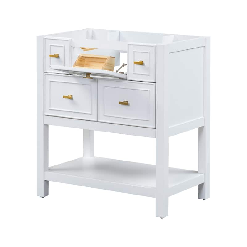 30"Bathroom Vanity without Sink,Free Standing Single Vanity with 5 Drawers,Solid Wood Frame Bathroom Storage Cabinet