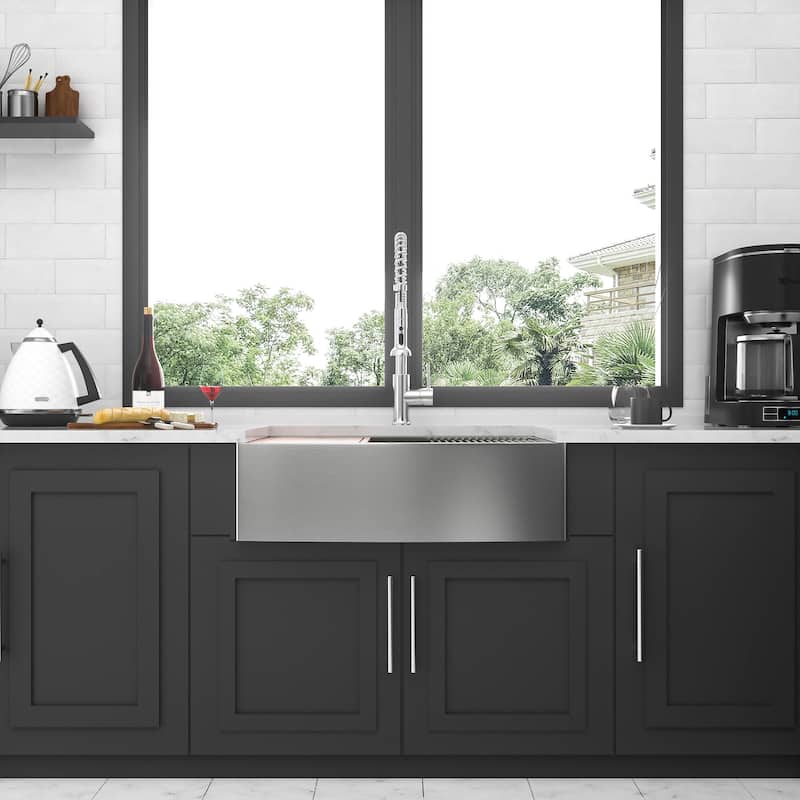 Double Bowl(60/40) Farmhouse Sink Workstation, 33 Inch Apron Front Kitchen Sink - 33x22x10 inch