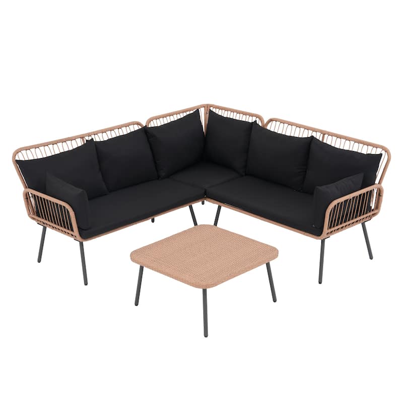 Outdoor Patio Furniture L-Shaped Sectional Sofa Set