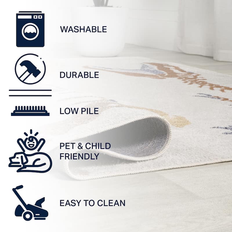 JONATHAN Y Duenas T-Rex Modern Kids Machine-Washable Area Rug