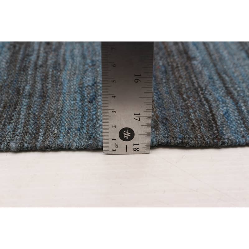 ECARPETGALLERY Flat-Weave Boho Blue Wool Kilim - 13'3 x 13'0