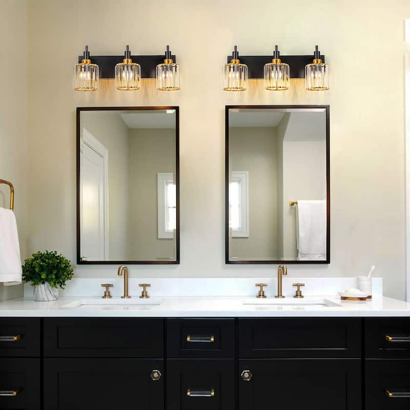 3/4/5-Light Modern Glam Dimmable Cylinder Crystal Wall Light Bathroom Vanity Light