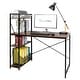 preview thumbnail 15 of 23, Utopia Alley Computer Desk with Shelves - 47-inch Black Metal Desk with 4-Tier Storage Bookshelves, Rustic Brown & Black 47*45.7*18.9" - Rustic Brown