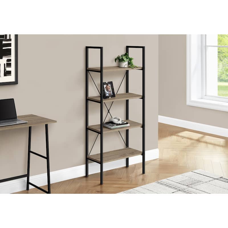 48-Inch High 3-Tier Corner Bookcase with Open Shelves in Taupe Finish for Compact Home or Office Storage - 23.75