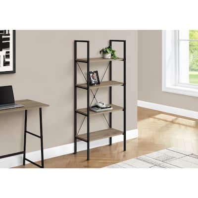 48-Inch High 3-Tier Corner Bookcase with Open Shelves in Taupe Finish for Compact Home or Office Storage - 23.75