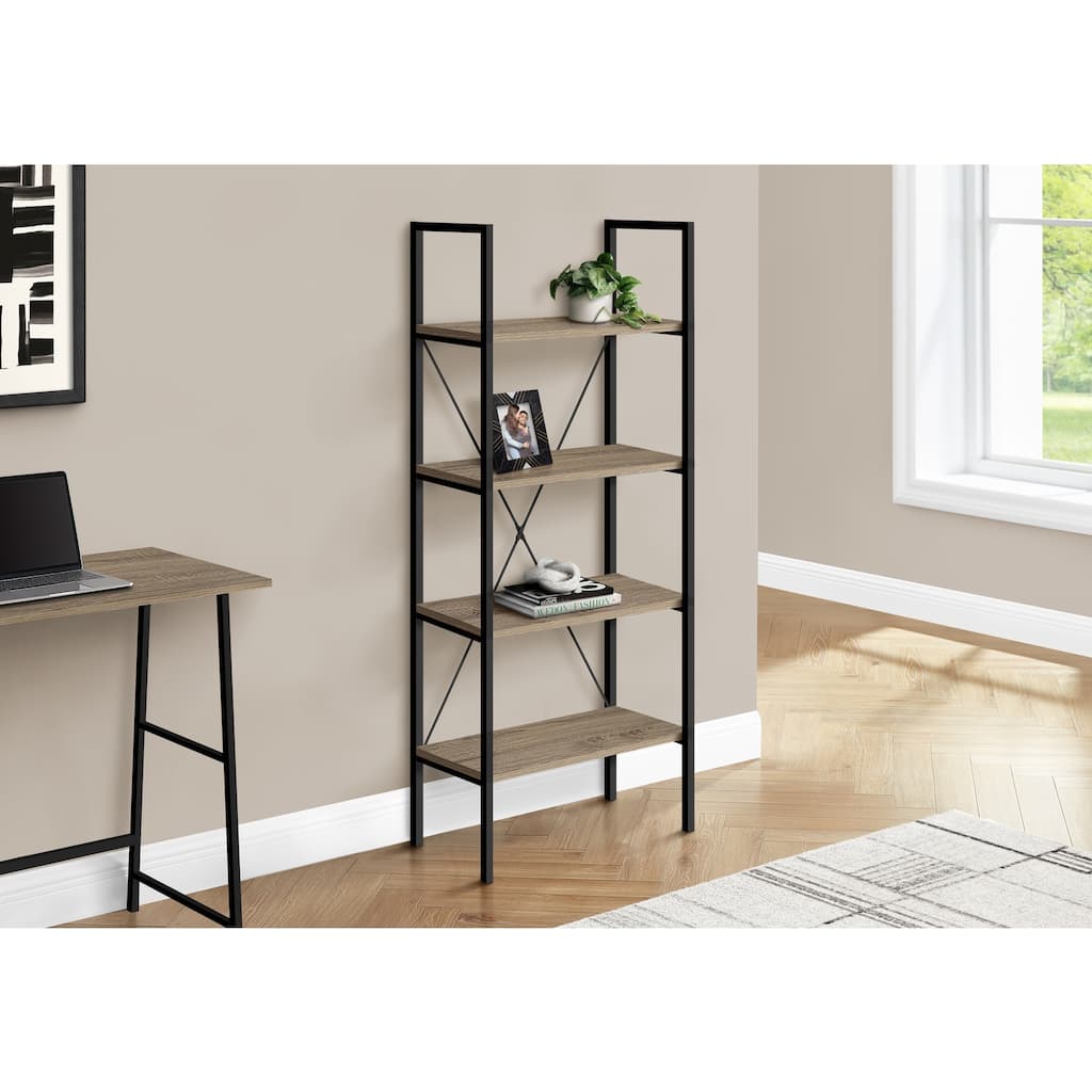 48-Inch High 3-Tier Corner Bookcase with Open Shelves in Taupe Finish for Compact Home or Office Storage - 23.75