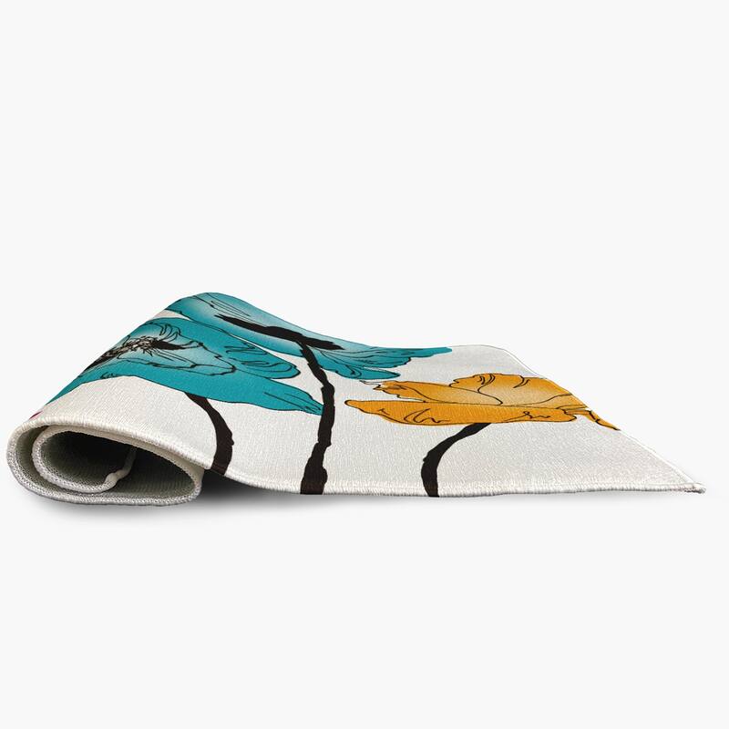 Popping Poppies Spring Chenille Indoor/Outdoor Rug